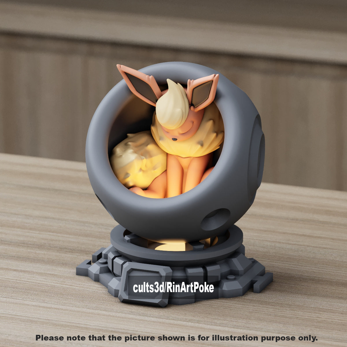 Medium - Single Metallic Translucent Color Resting Mon in a Pod stand with Puck Light