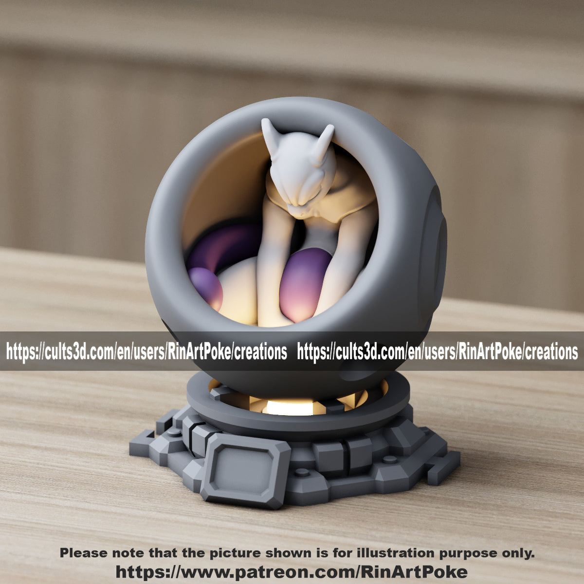 Medium - Single Metallic Translucent Color Resting Mon in a Pod stand with Puck Light