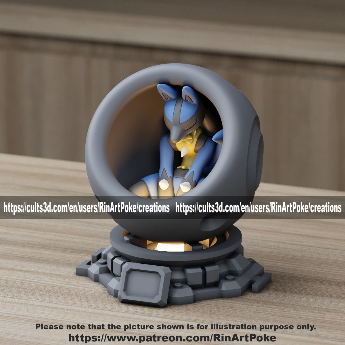 Medium - Single Metallic Translucent Color Resting Mon in a Pod stand with Puck Light