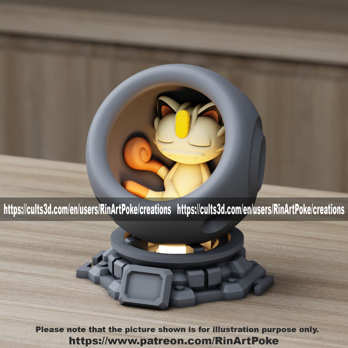 Medium - Single Metallic Translucent Color Resting Mon in a Pod stand with Puck Light