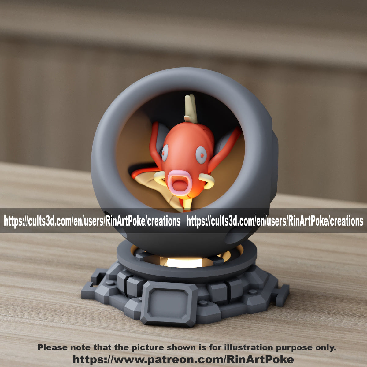 Medium - Single Metallic Translucent Color Resting Mon in a Pod stand with Puck Light