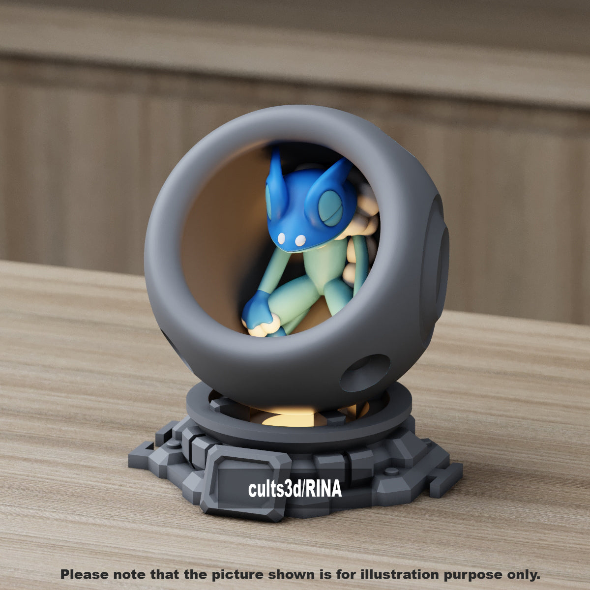 Medium - Single Metallic Translucent Color Resting Mon in a Pod stand with Puck Light