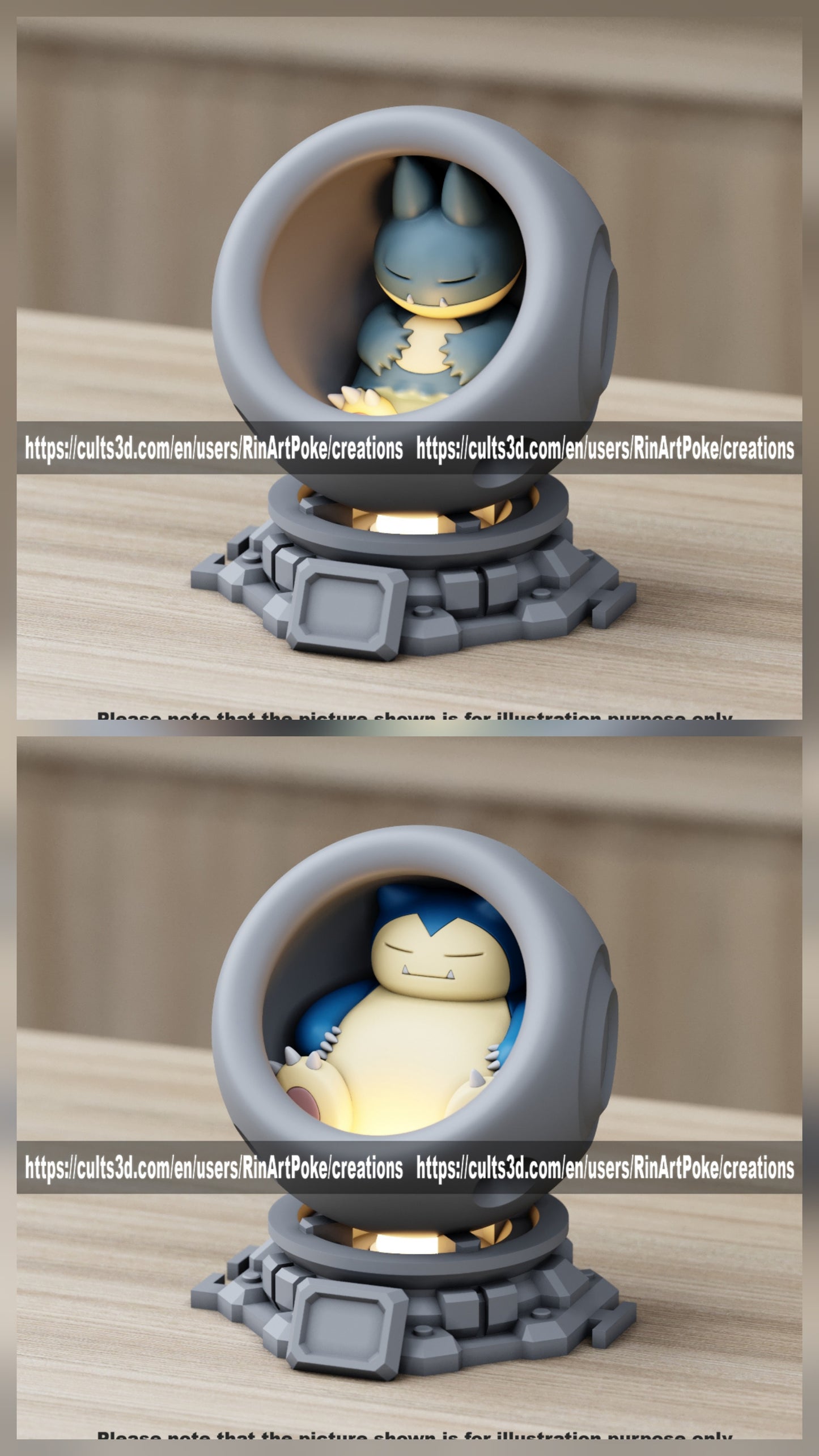 Medium - Single Metallic Translucent Color Resting Mon in a Pod stand with Puck Light