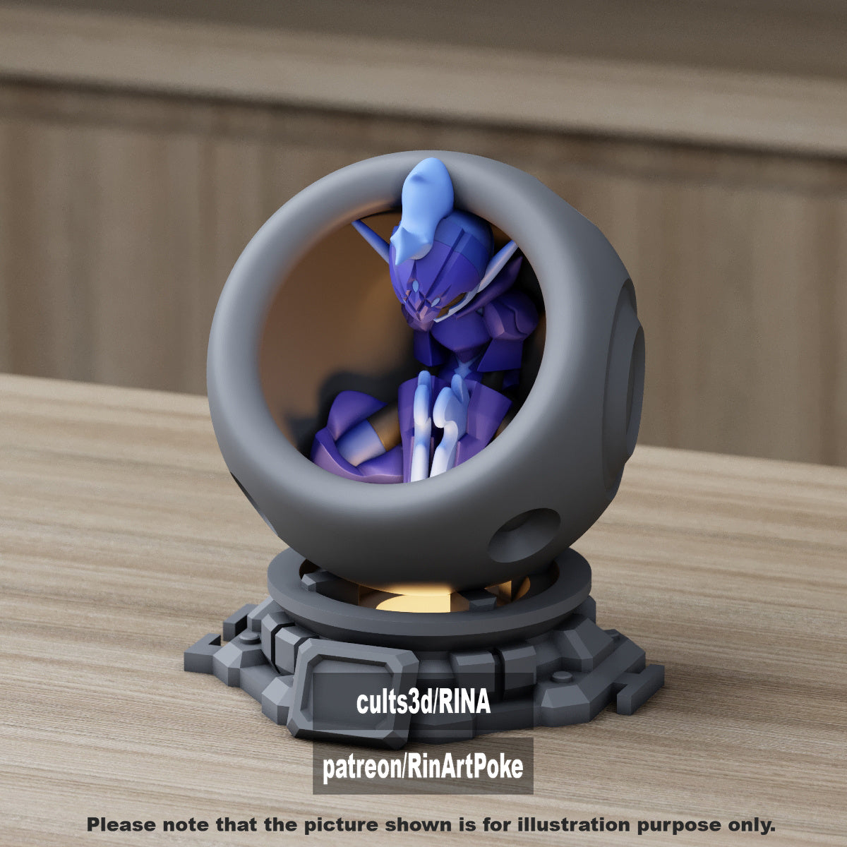 Small - Single Metallic Translucent Color Resting Mon in a Pod stand with Puck Light