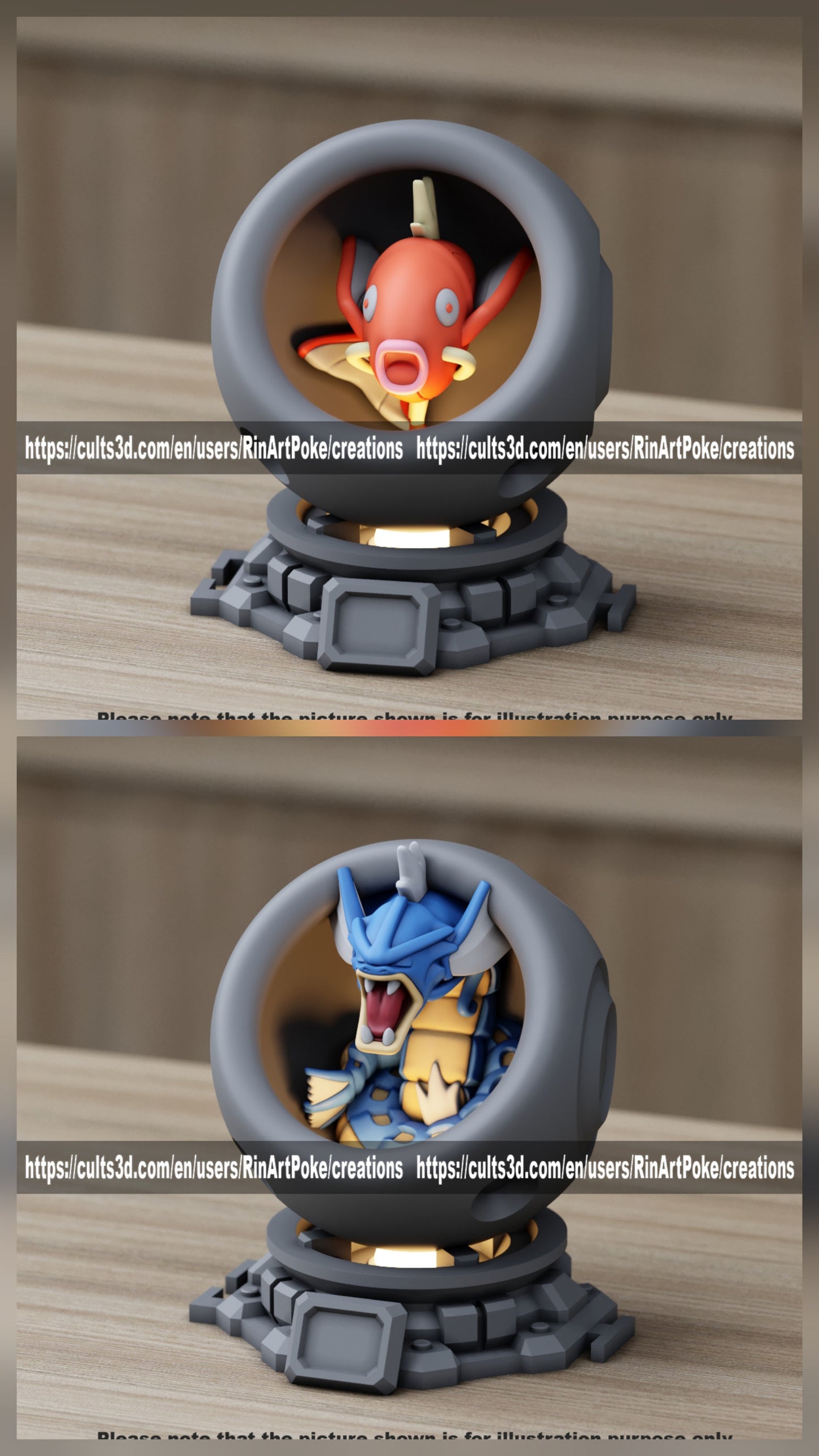 Medium - Single Metallic Translucent Color Resting Mon in a Pod stand with Puck Light