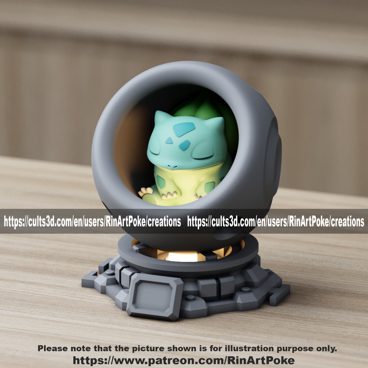 Medium - Single Metallic Translucent Color Resting Mon in a Pod stand with Puck Light