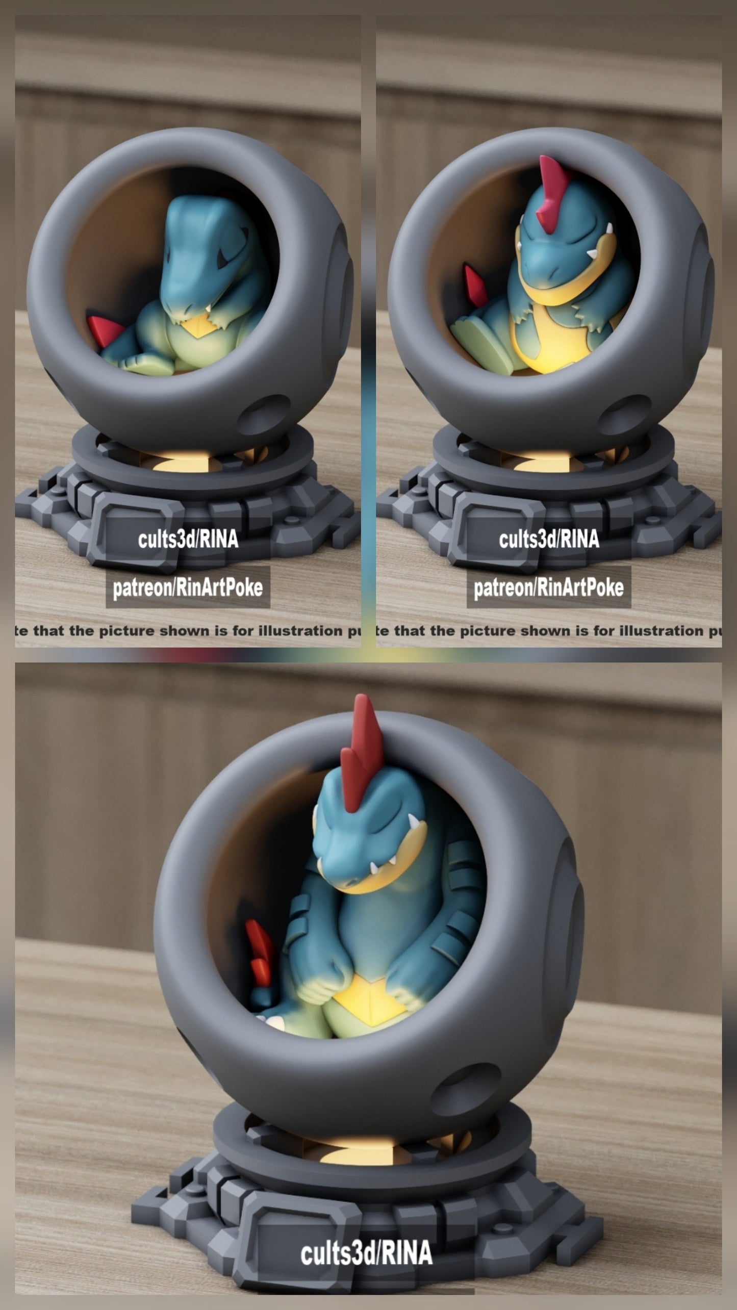 Medium - Single Metallic Translucent Color Resting Mon in a Pod stand with Puck Light
