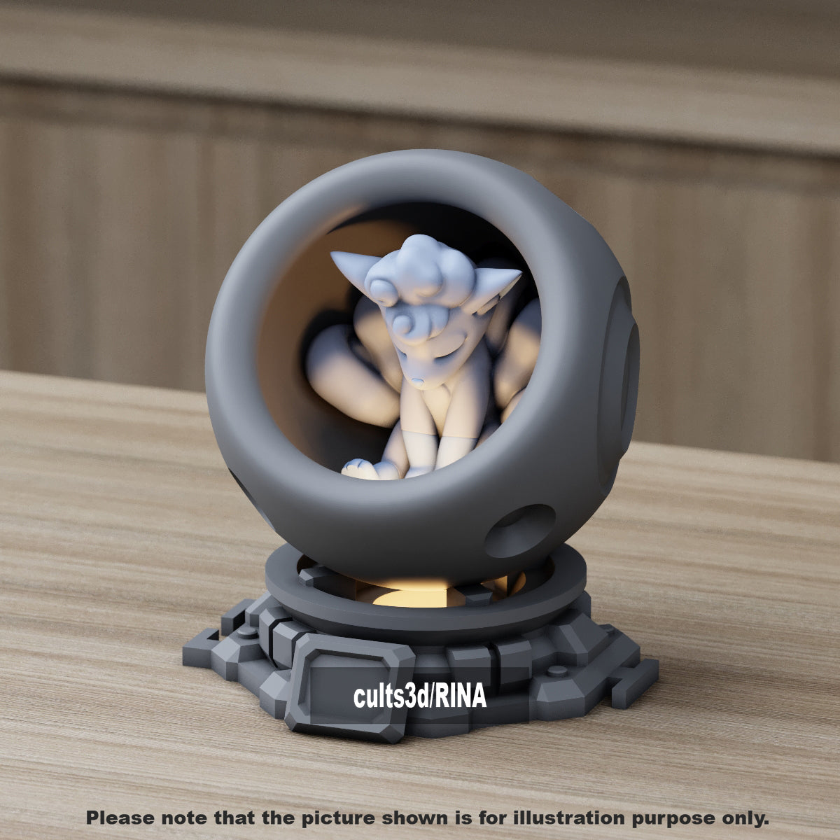 Medium - Single Metallic Translucent Color Resting Mon in a Pod stand with Puck Light