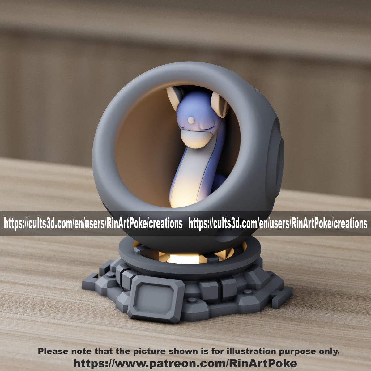 Medium - Single Metallic Translucent Color Resting Mon in a Pod stand with Puck Light