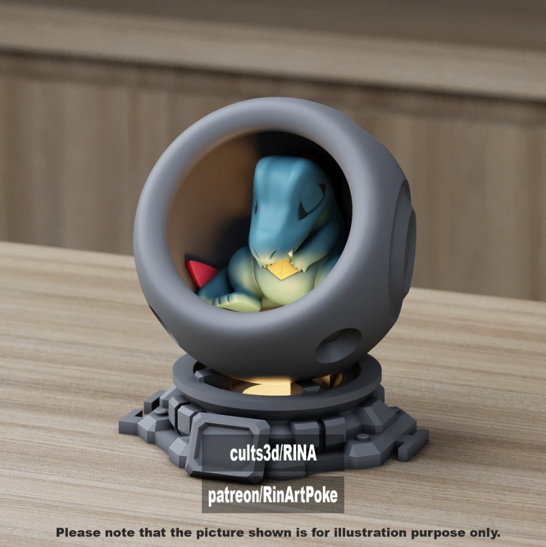 Medium - Single Metallic Translucent Color Resting Mon in a Pod stand with Puck Light