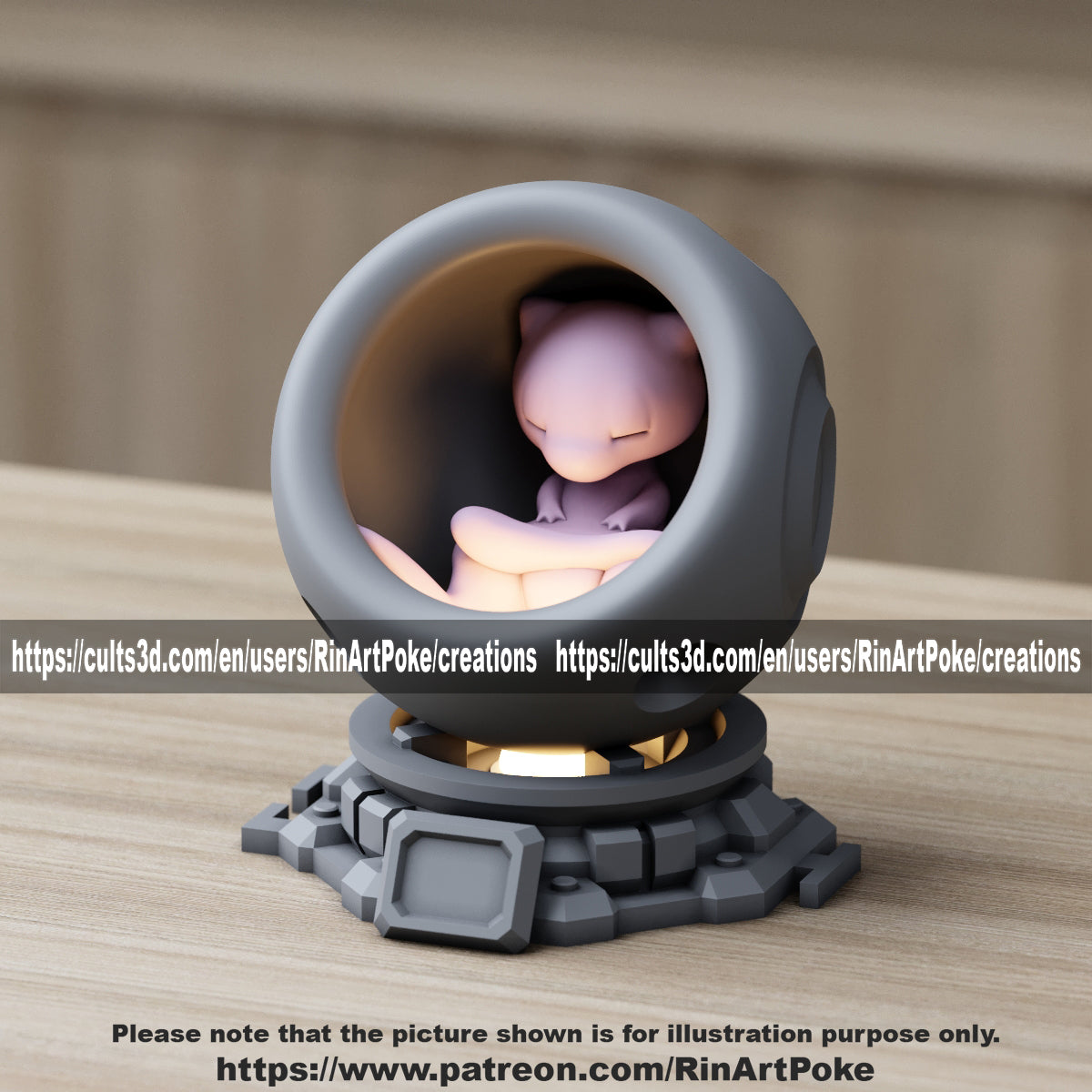 Medium - Single Metallic Translucent Color Resting Mon in a Pod stand with Puck Light
