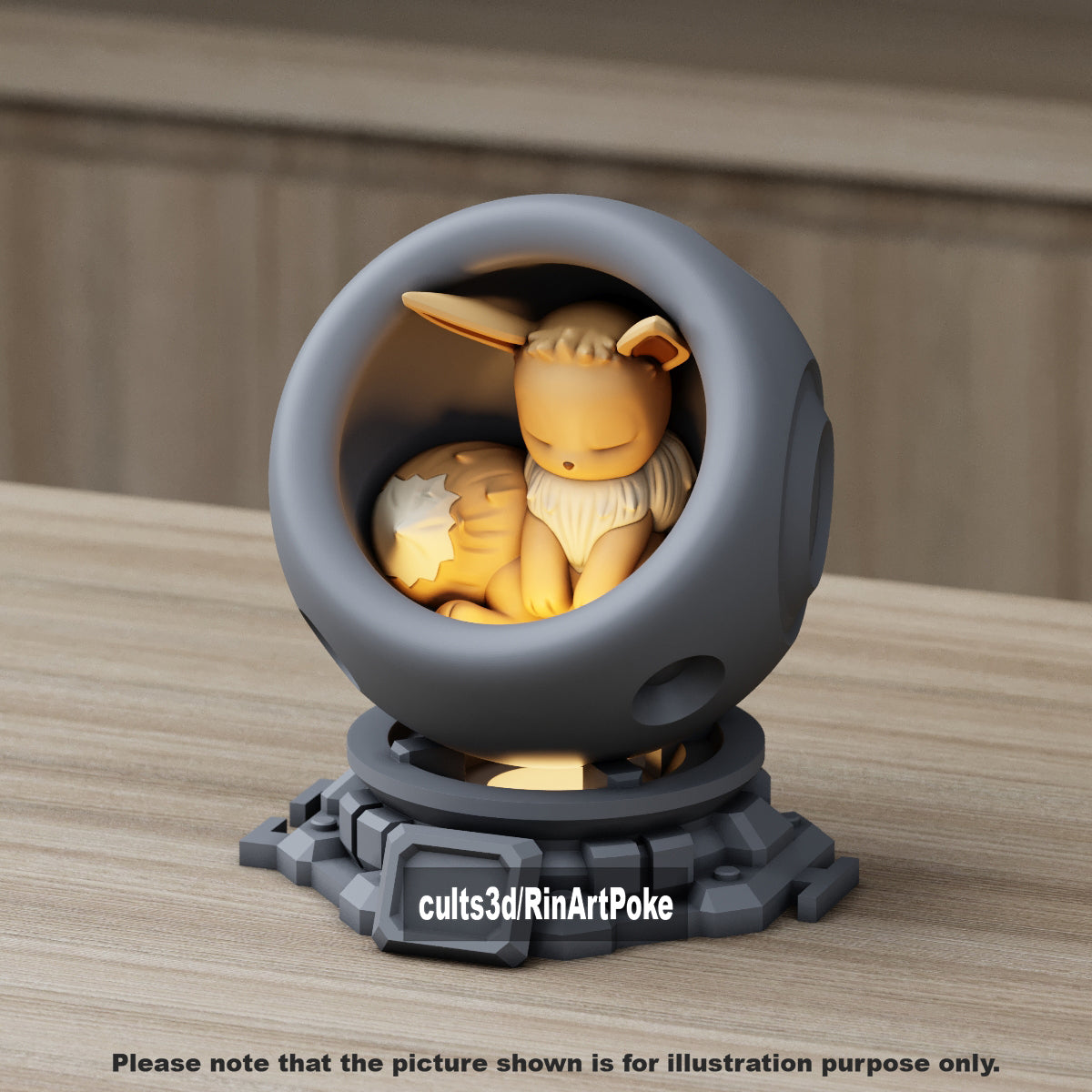Medium - Single Metallic Translucent Color Resting Mon in a Pod stand with Puck Light