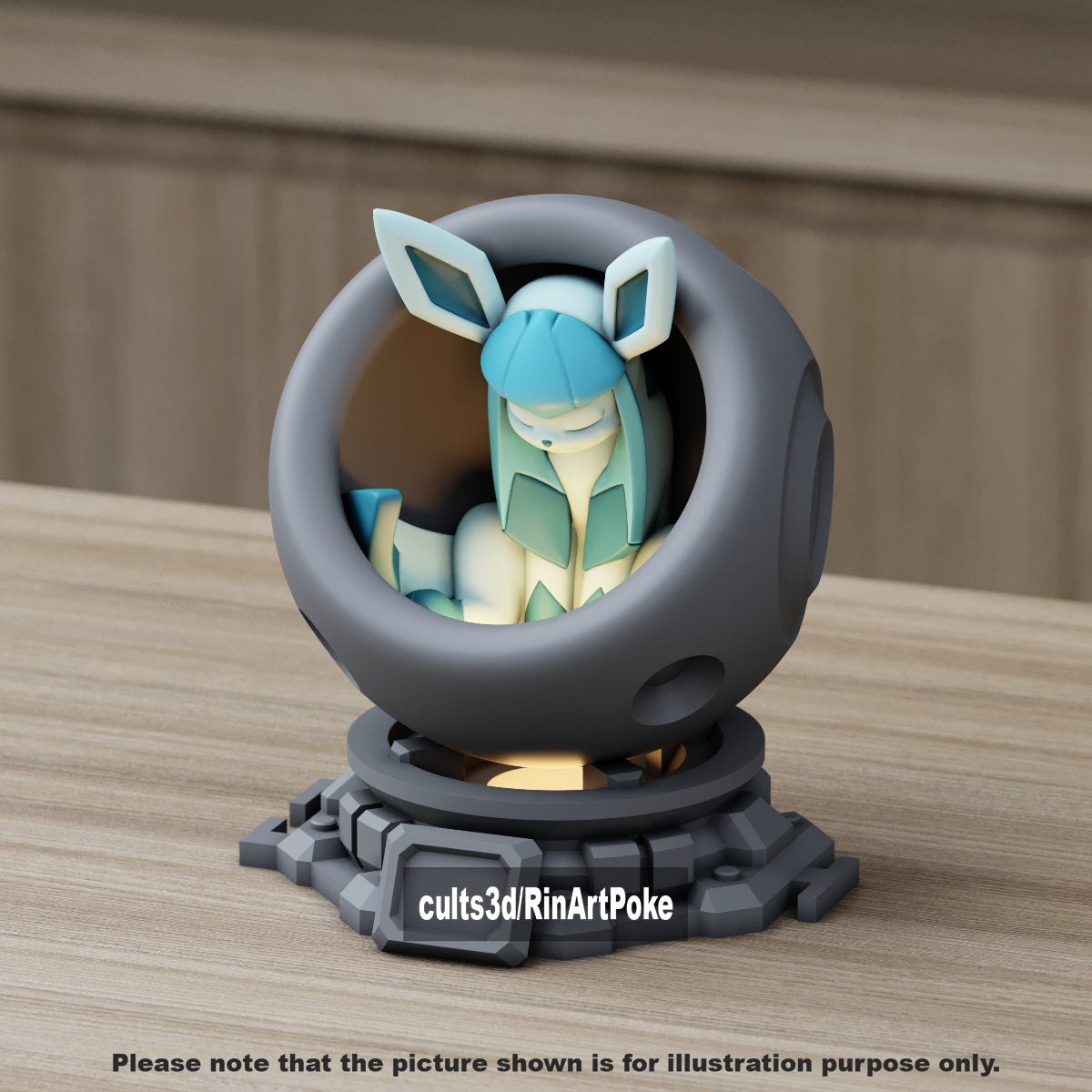 Medium - Single Metallic Translucent Color Resting Mon in a Pod stand with Puck Light