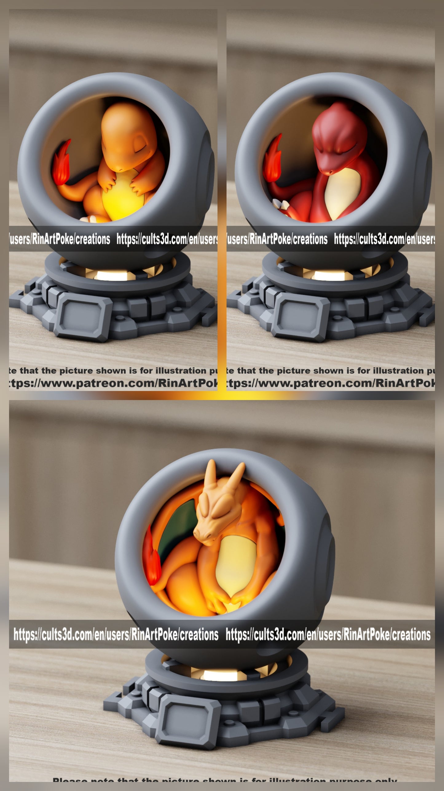Medium - Single Metallic Translucent Color Resting Mon in a Pod stand with Puck Light