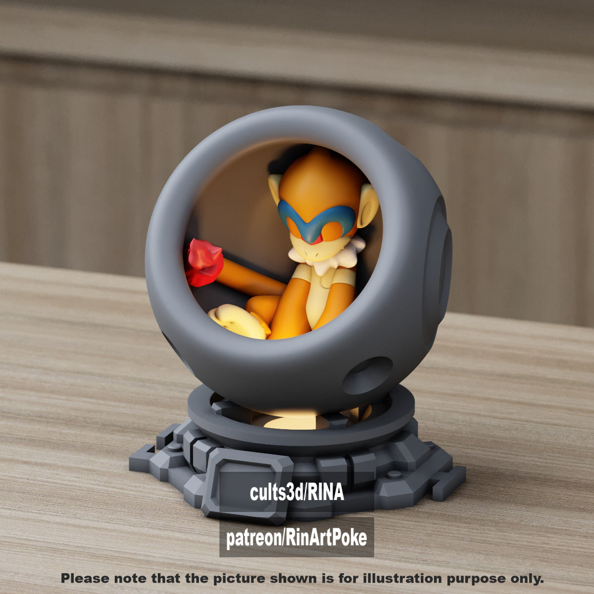 Small - Single Metallic Translucent Color Resting Mon in a Pod stand with Puck Light