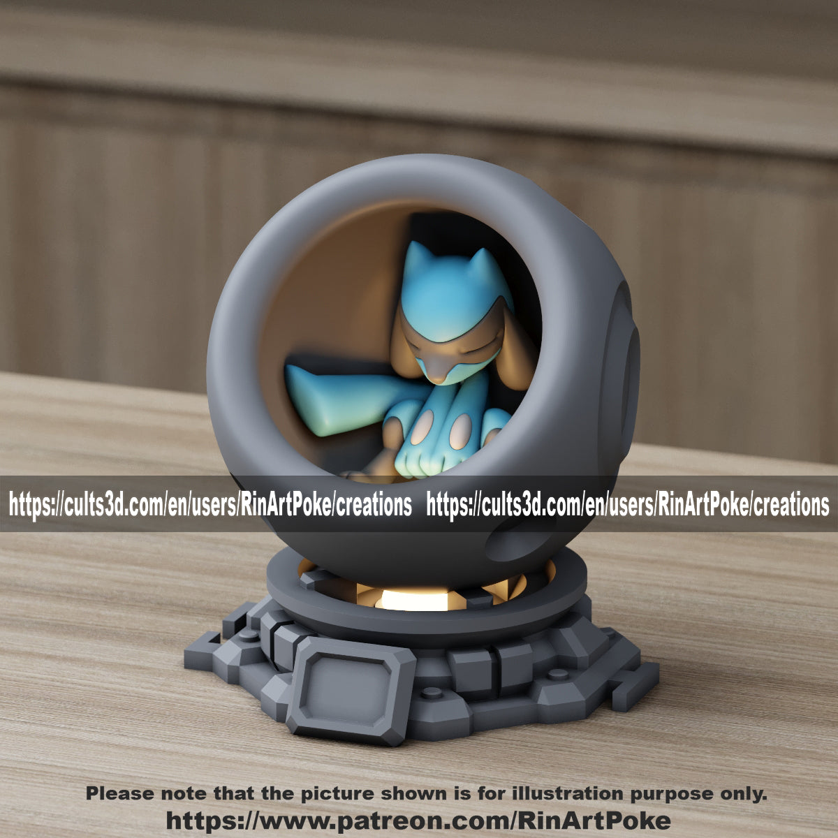 Medium - Single Metallic Translucent Color Resting Mon in a Pod stand with Puck Light