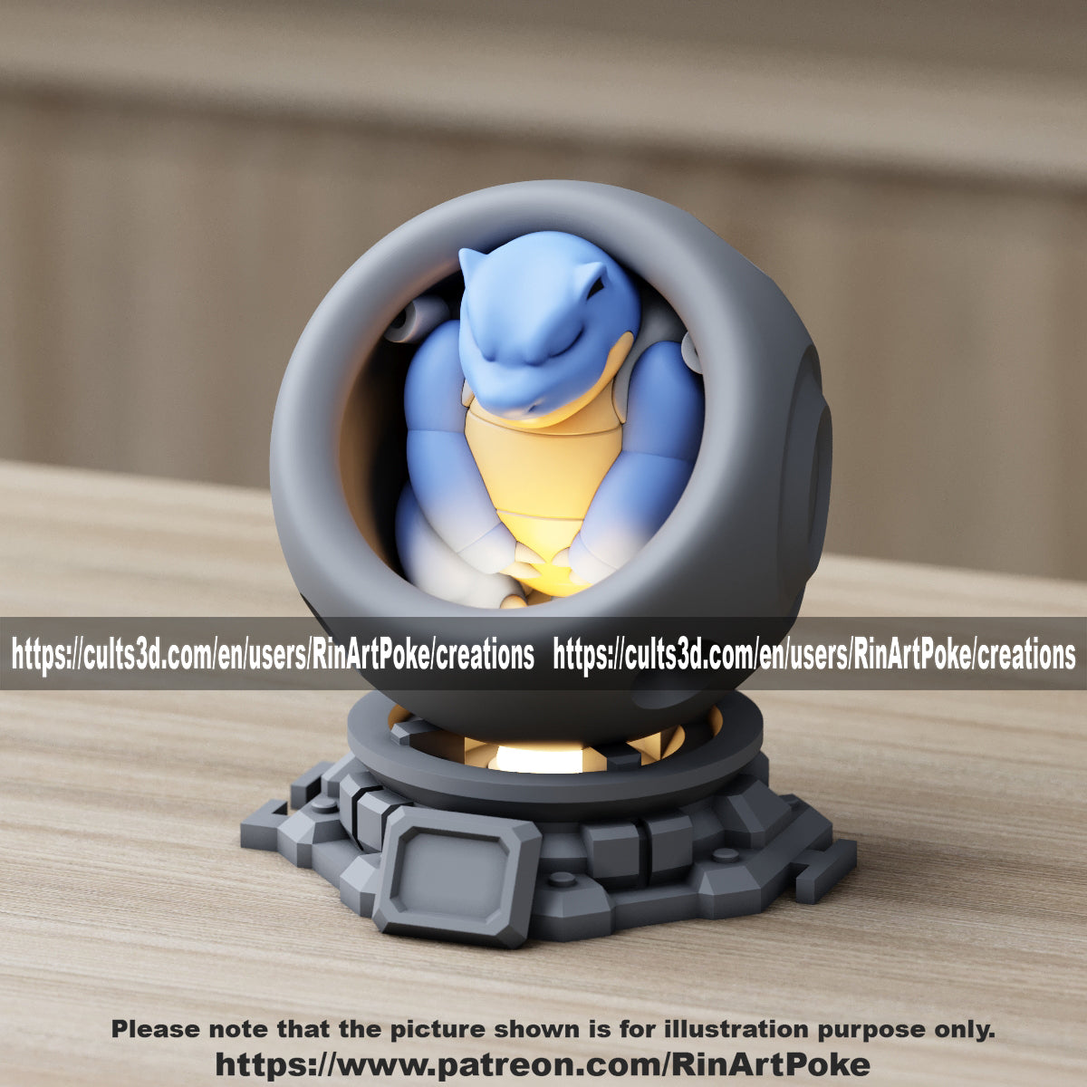 Medium - Single Metallic Translucent Color Resting Mon in a Pod stand with Puck Light