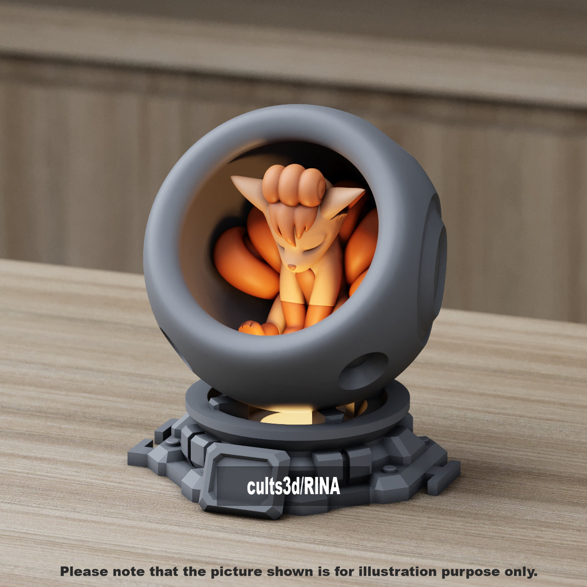 Medium - Single Metallic Translucent Color Resting Mon in a Pod stand with Puck Light