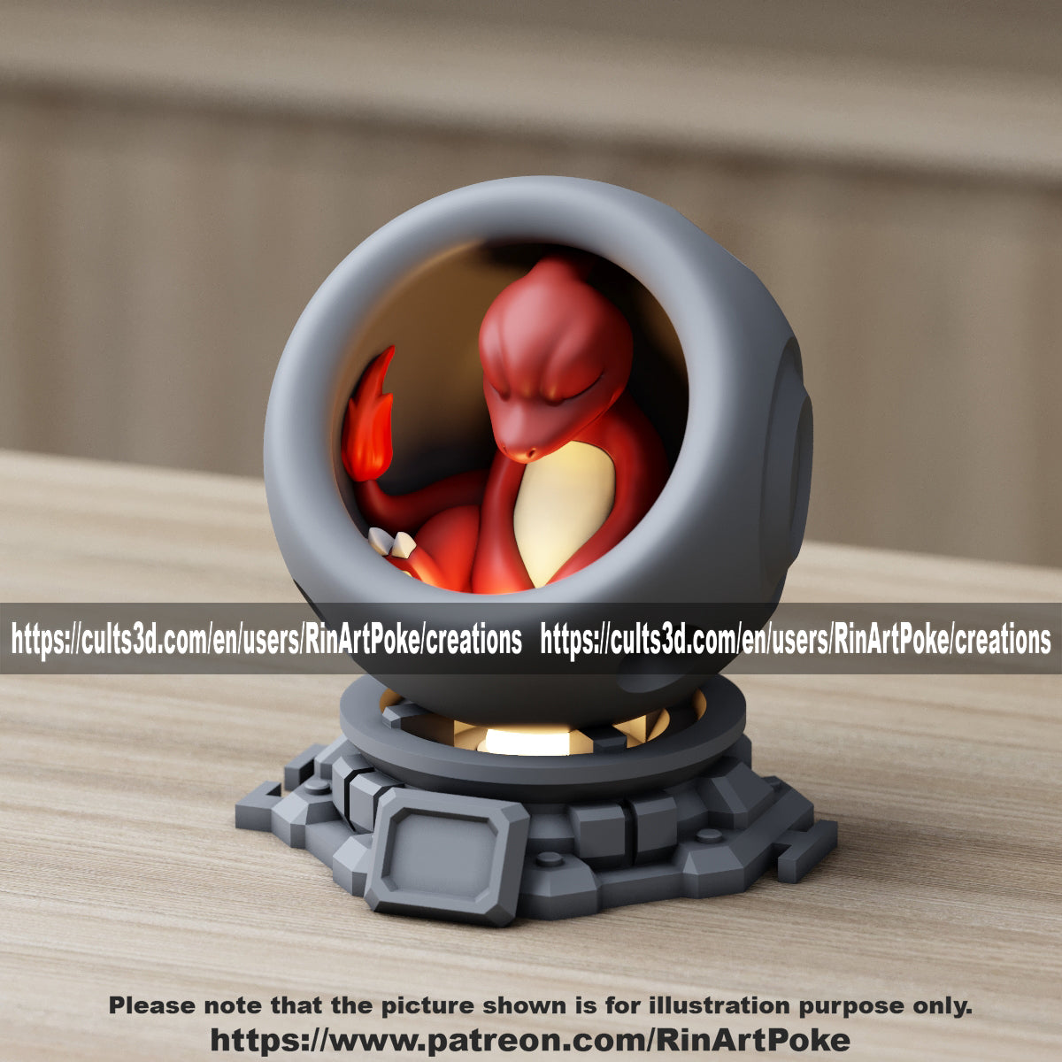 Medium - Single Metallic Translucent Color Resting Mon in a Pod stand with Puck Light