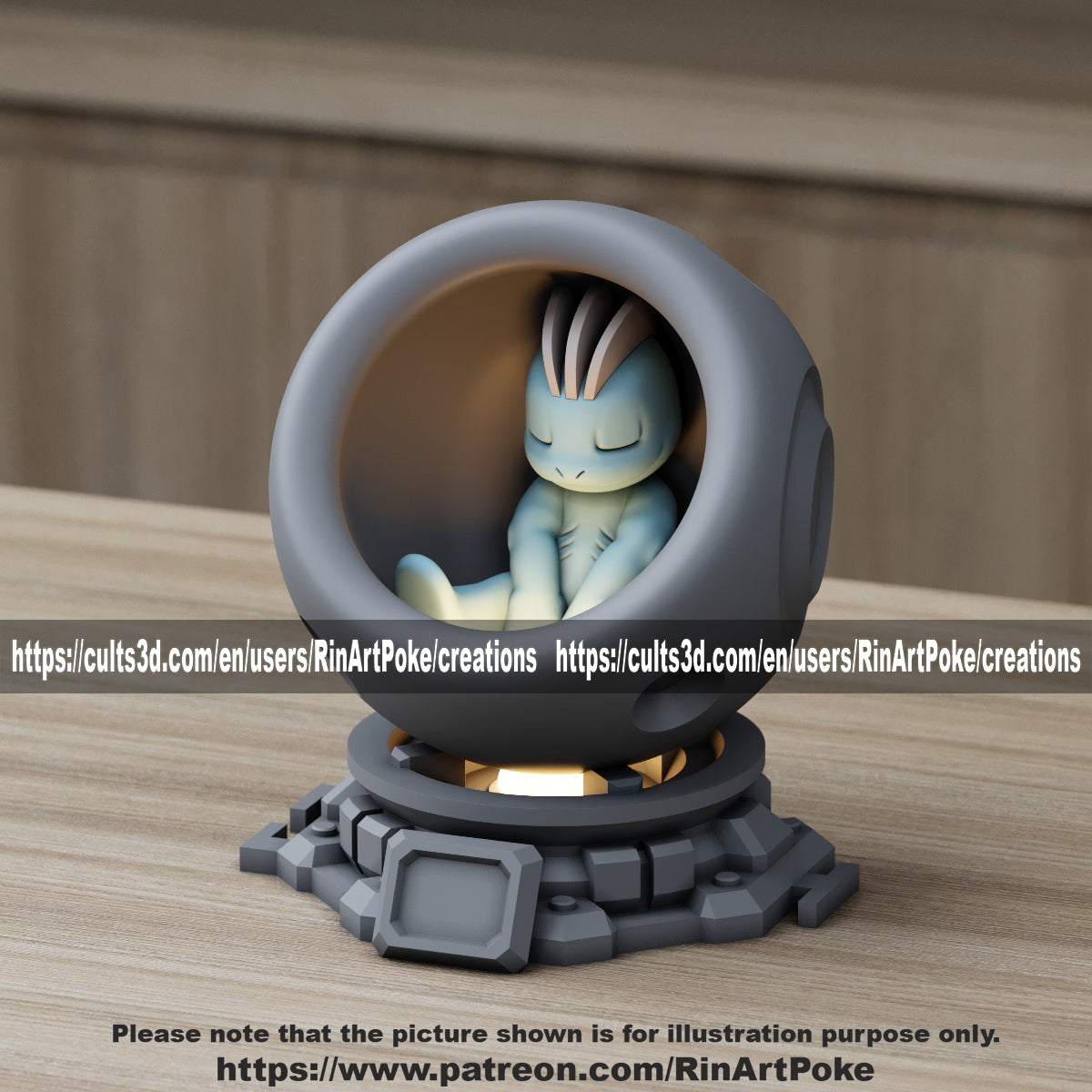 Medium - Single Metallic Translucent Color Resting Mon in a Pod stand with Puck Light