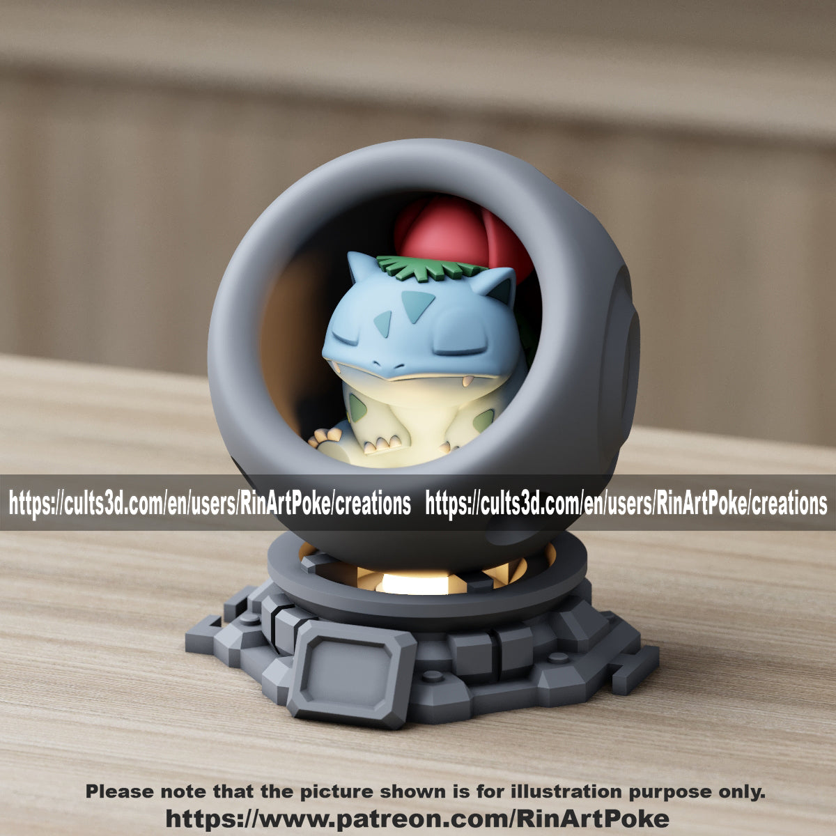 Medium - Single Metallic Translucent Color Resting Mon in a Pod stand with Puck Light