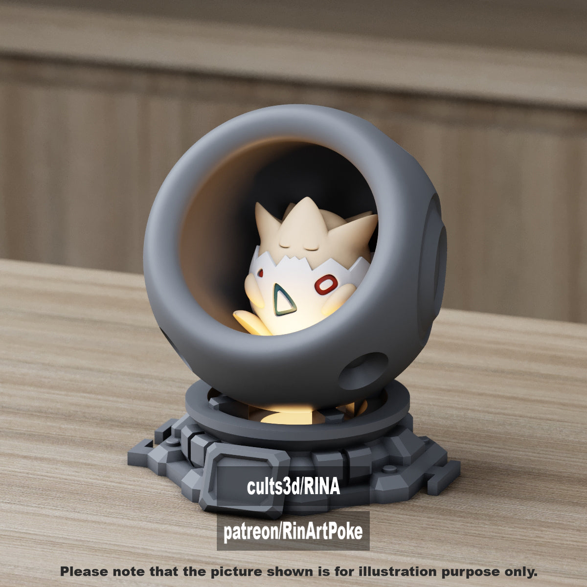 Small - Single Metallic Translucent Color Resting Mon in a Pod stand with Puck Light