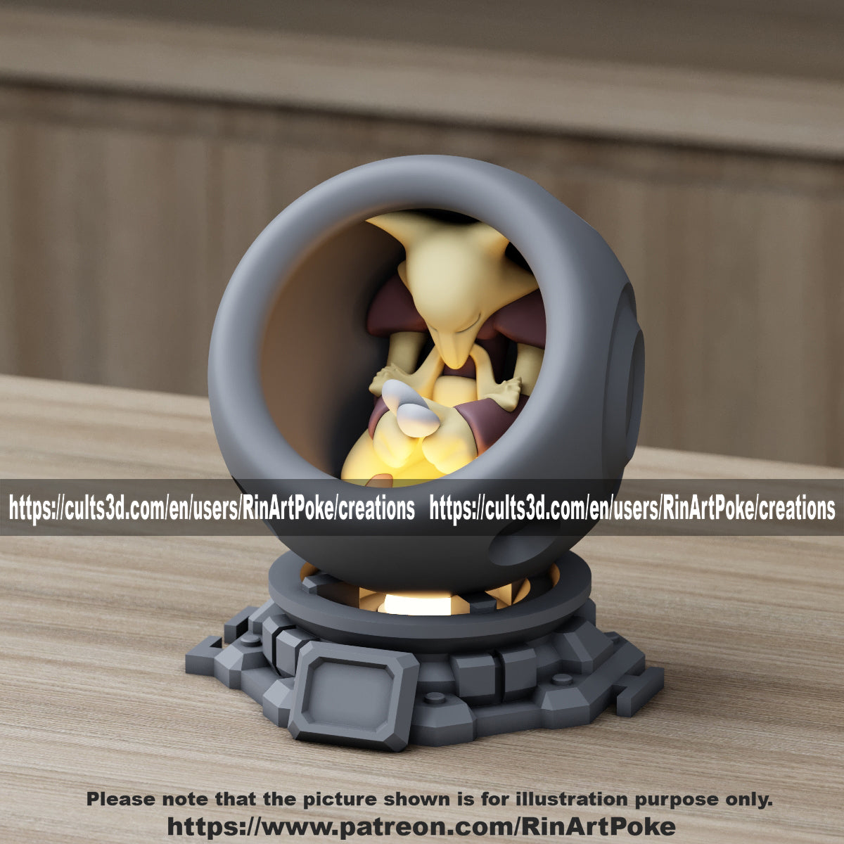 Medium - Single Metallic Translucent Color Resting Mon in a Pod stand with Puck Light