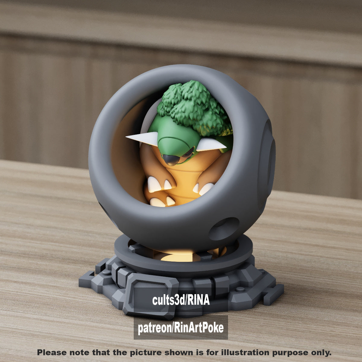 Small - Single Metallic Translucent Color Resting Mon in a Pod stand with Puck Light