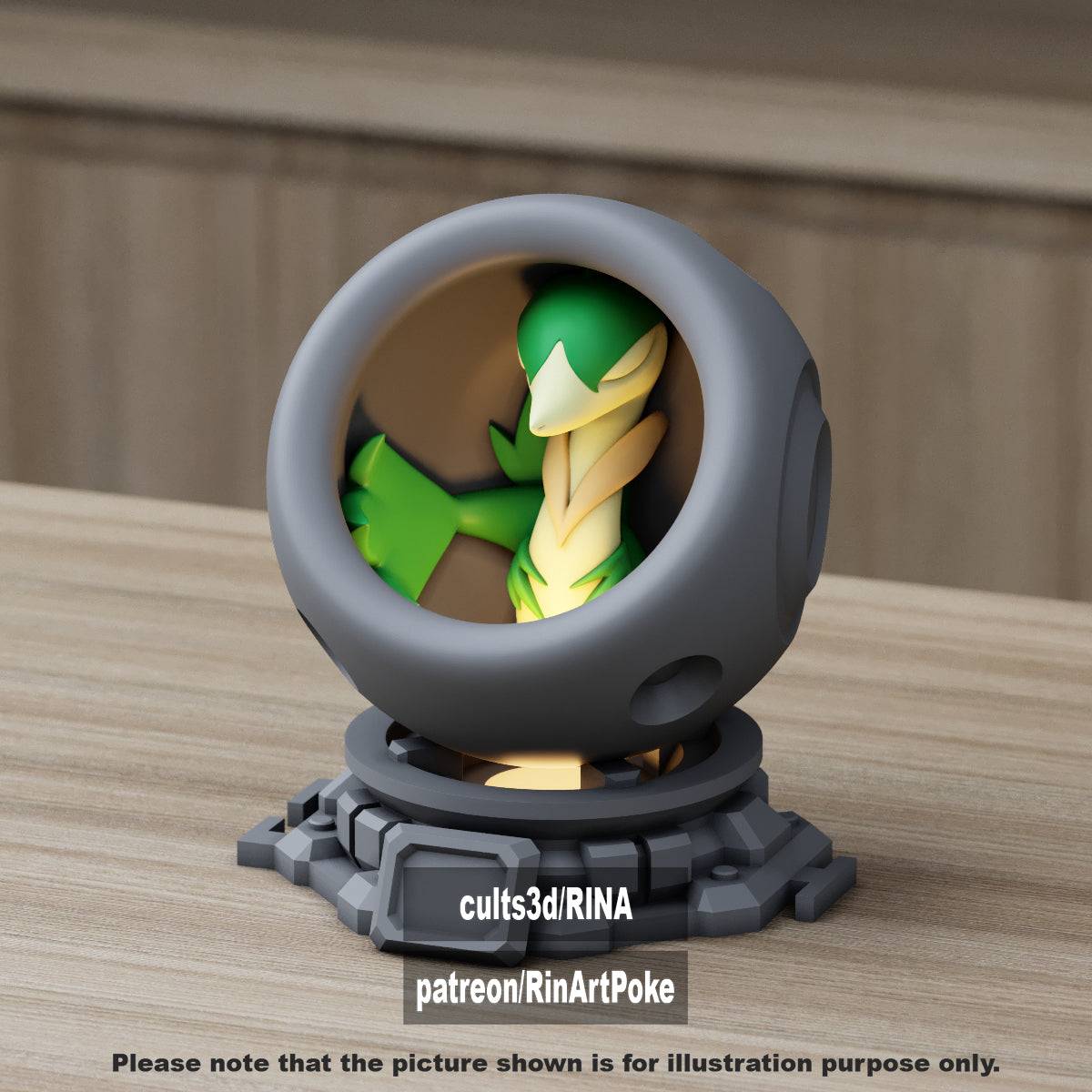 Small - Single Metallic Translucent Color Resting Mon in a Pod stand with Puck Light