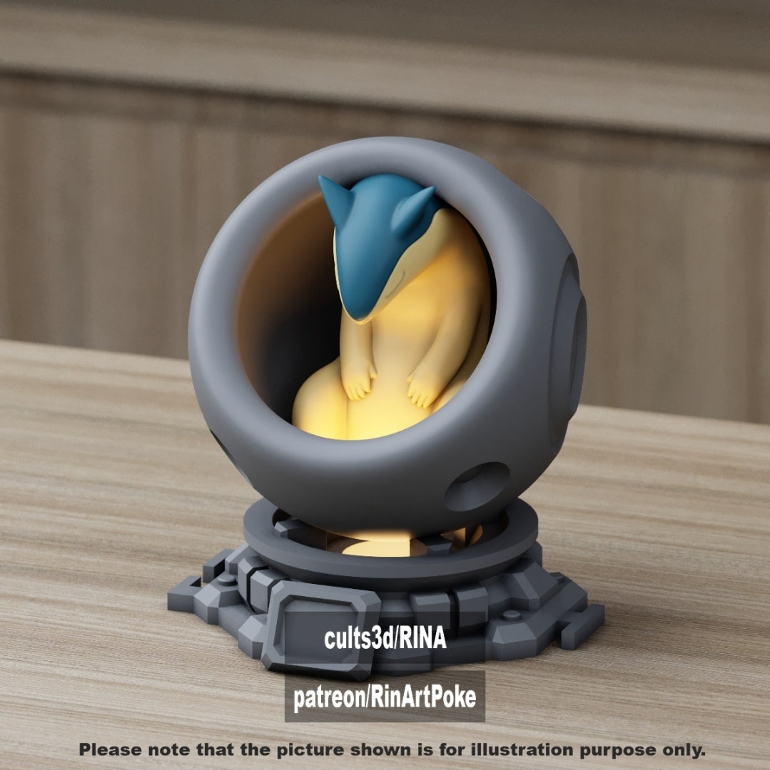 Medium - Single Metallic Translucent Color Resting Mon in a Pod stand with Puck Light
