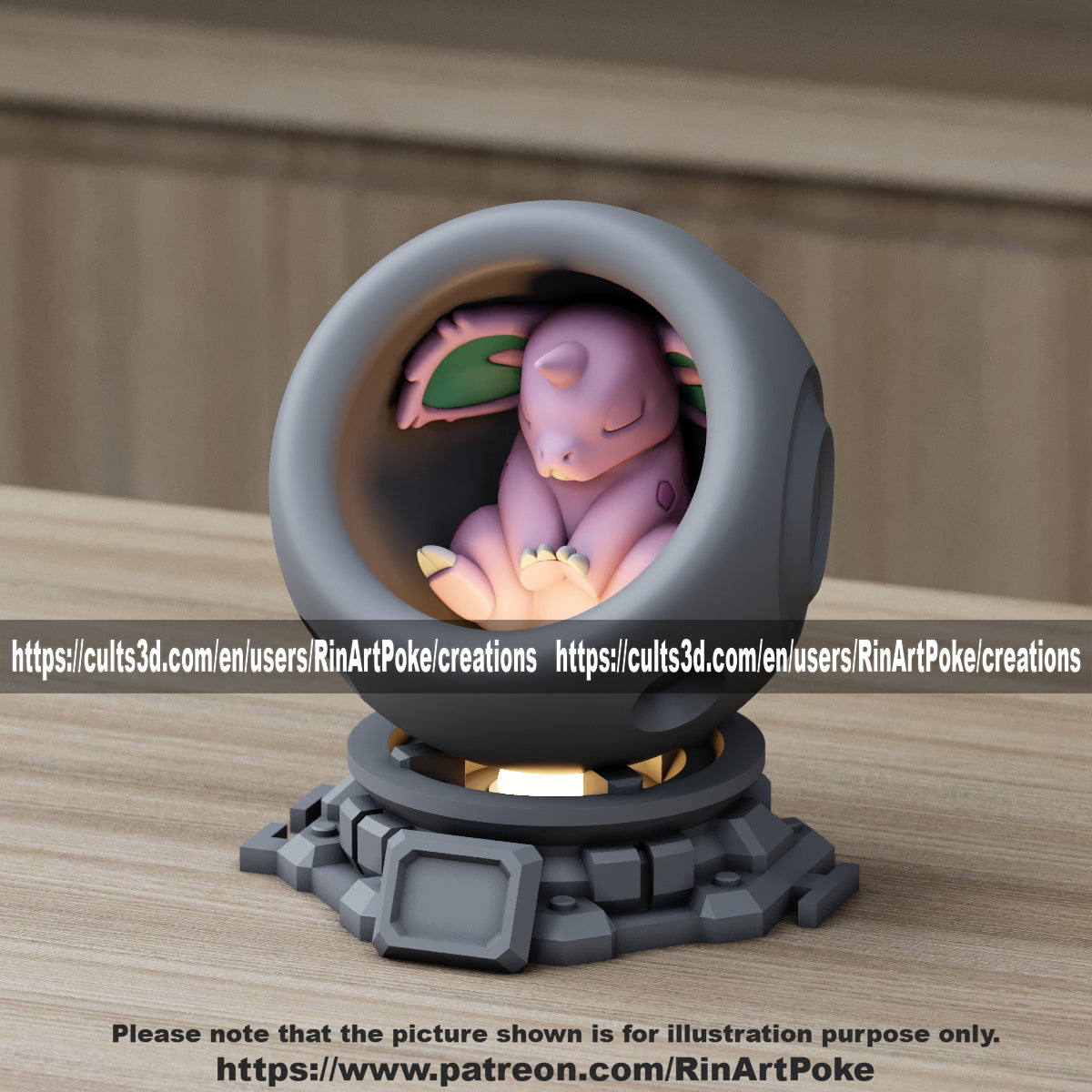 Medium - Single Metallic Translucent Color Resting Mon in a Pod stand with Puck Light