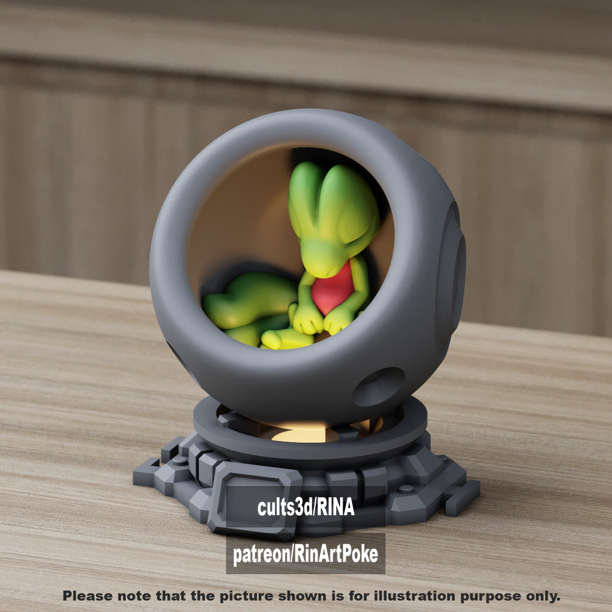 Small - Single Metallic Translucent Color Resting Mon in a Pod stand with Puck Light