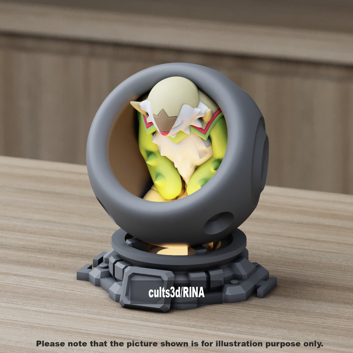 Medium - Single Metallic Translucent Color Resting Mon in a Pod stand with Puck Light