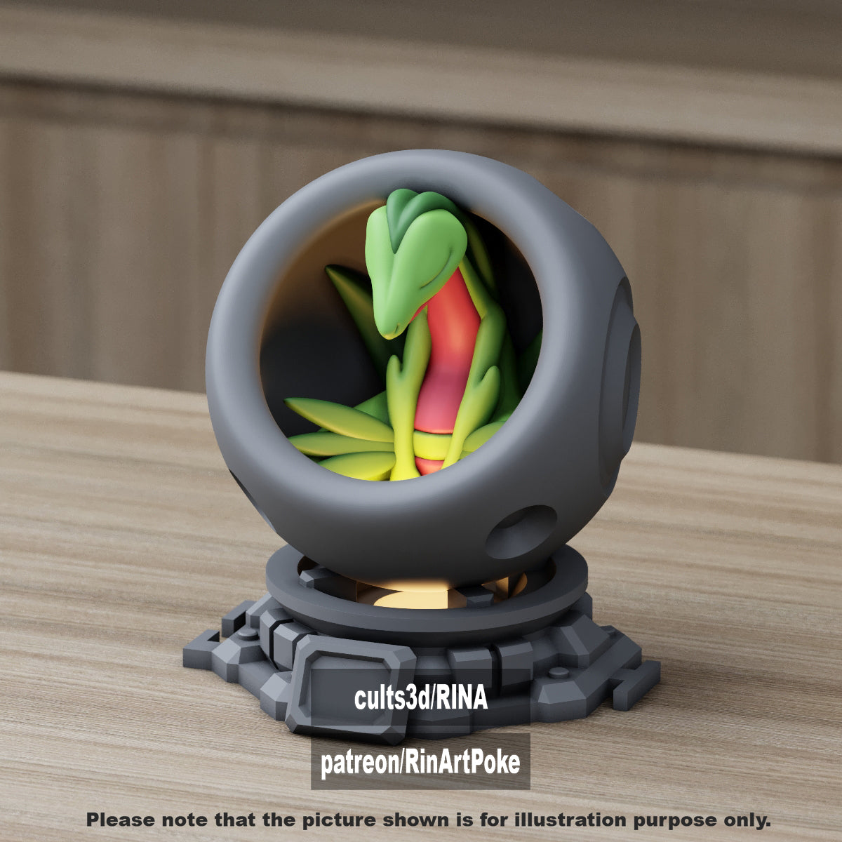 Small - Single Metallic Translucent Color Resting Mon in a Pod stand with Puck Light