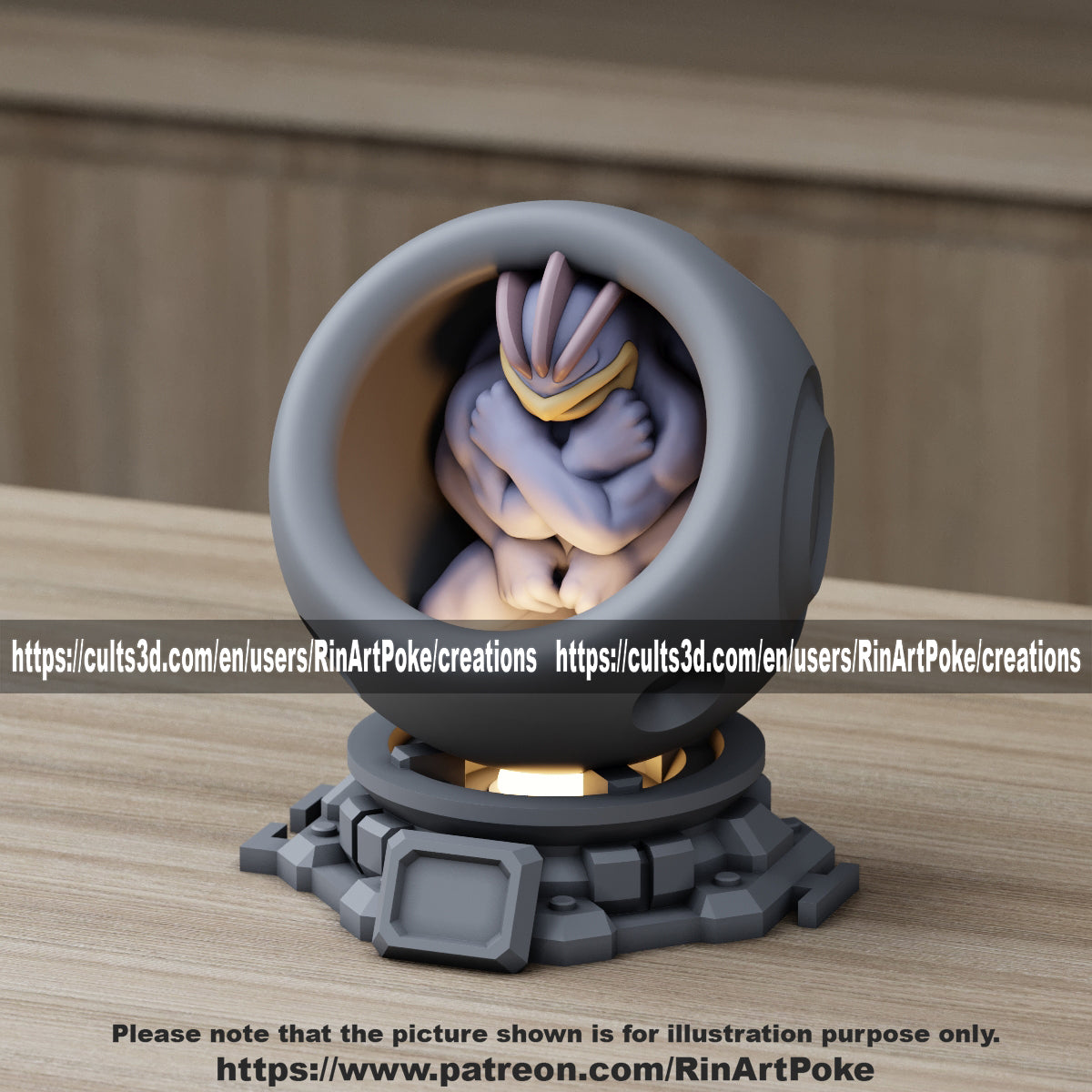 Medium - Single Metallic Translucent Color Resting Mon in a Pod stand with Puck Light