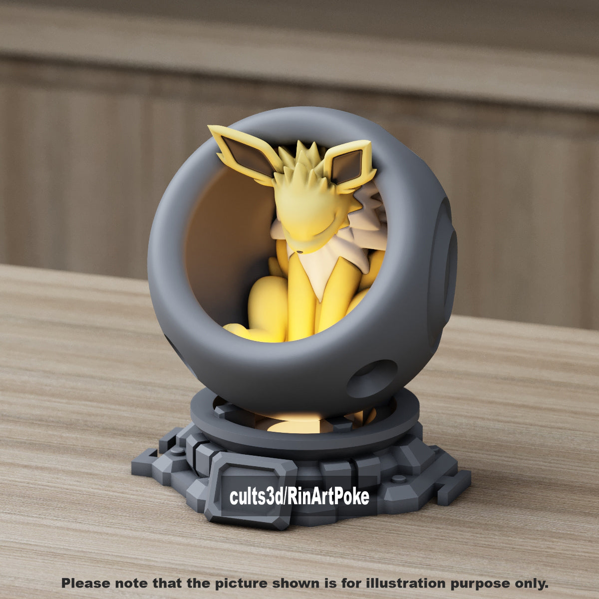 Medium - Single Metallic Translucent Color Resting Mon in a Pod stand with Puck Light