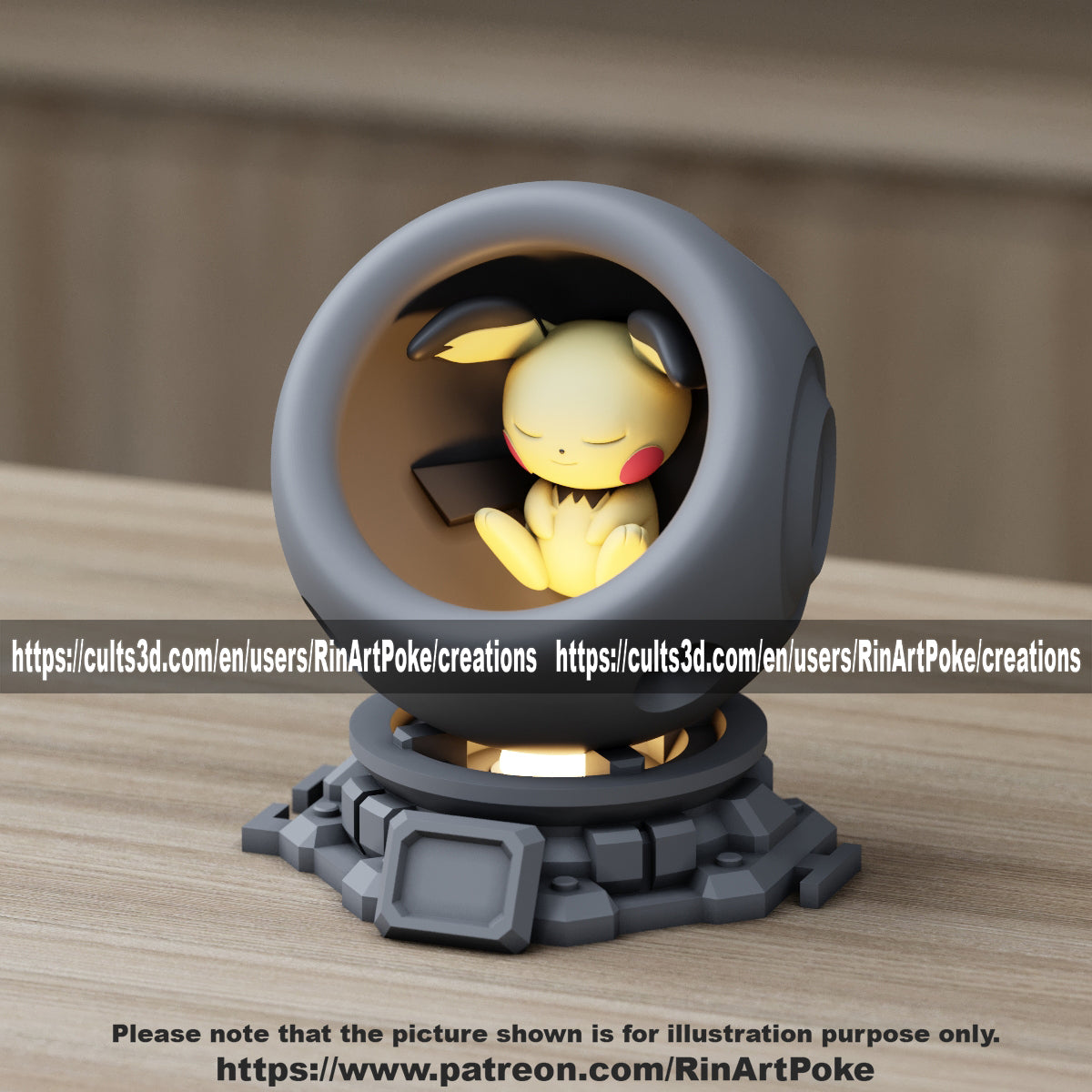 Medium - Single Metallic Translucent Color Resting Mon in a Pod stand with Puck Light