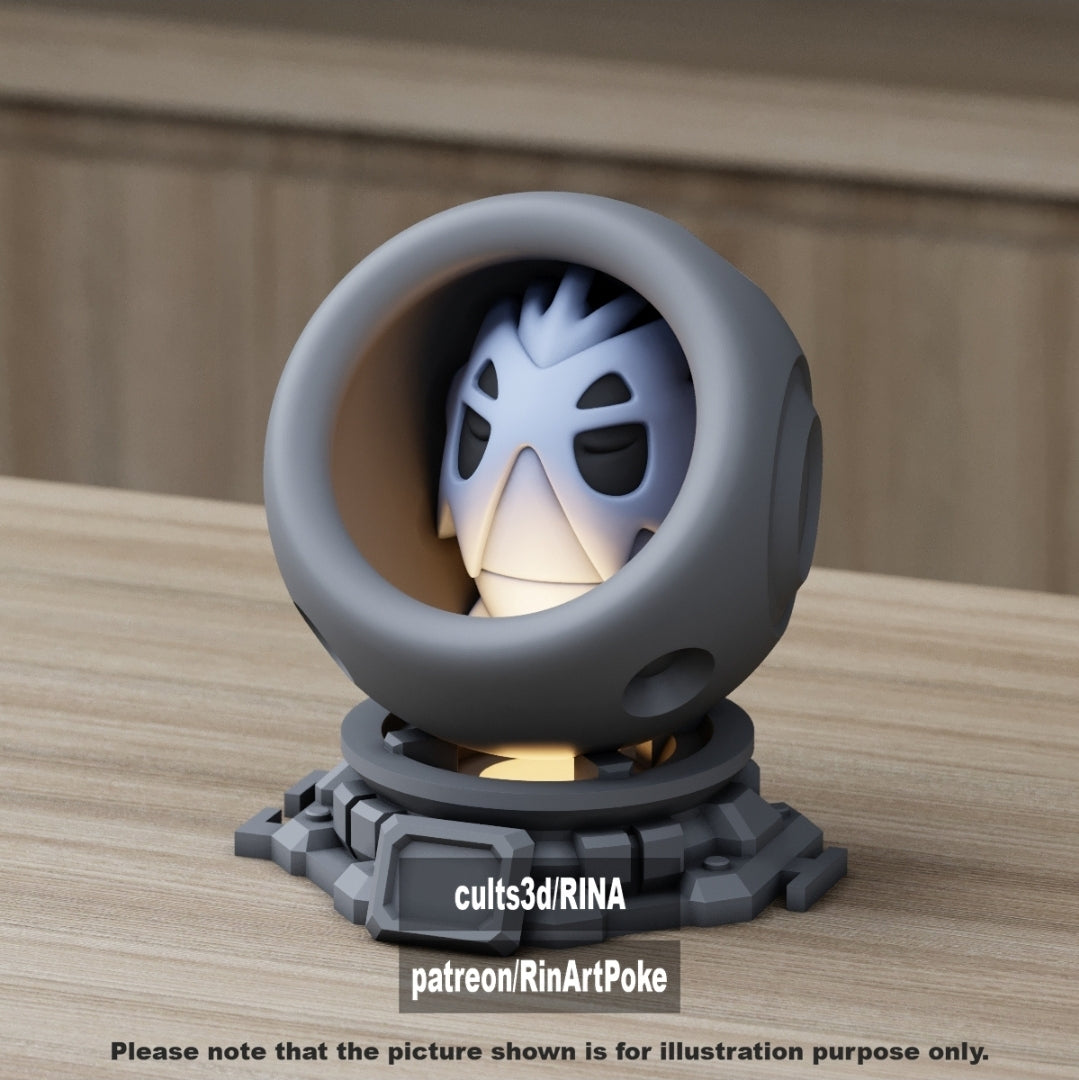 Medium - Single Metallic Translucent Color Resting Mon in a Pod stand with Puck Light