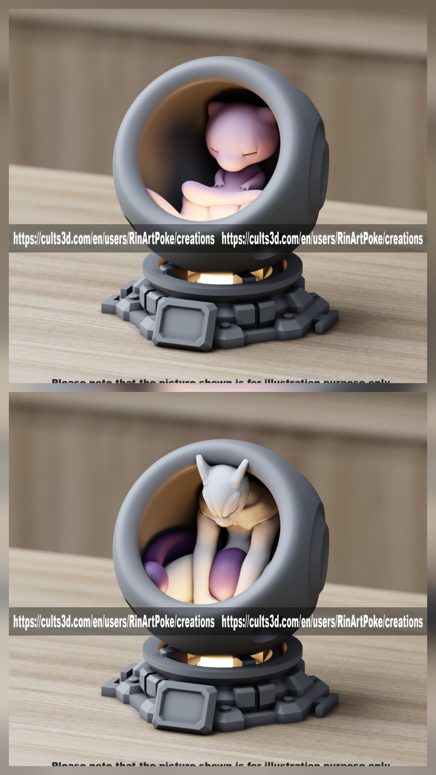 Medium - Single Metallic Translucent Color Resting Mon in a Pod stand with Puck Light