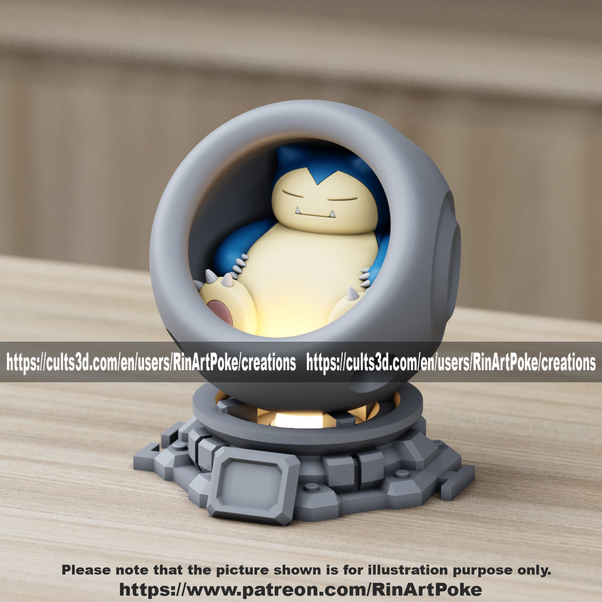 Medium - Single Metallic Translucent Color Resting Mon in a Pod stand with Puck Light
