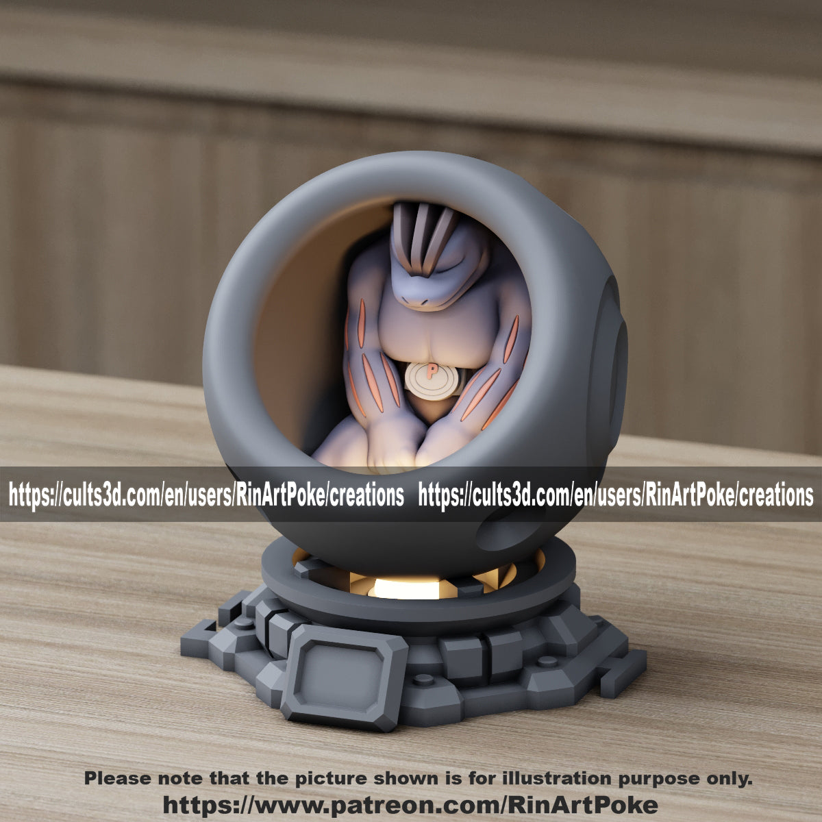 Medium - Single Metallic Translucent Color Resting Mon in a Pod stand with Puck Light