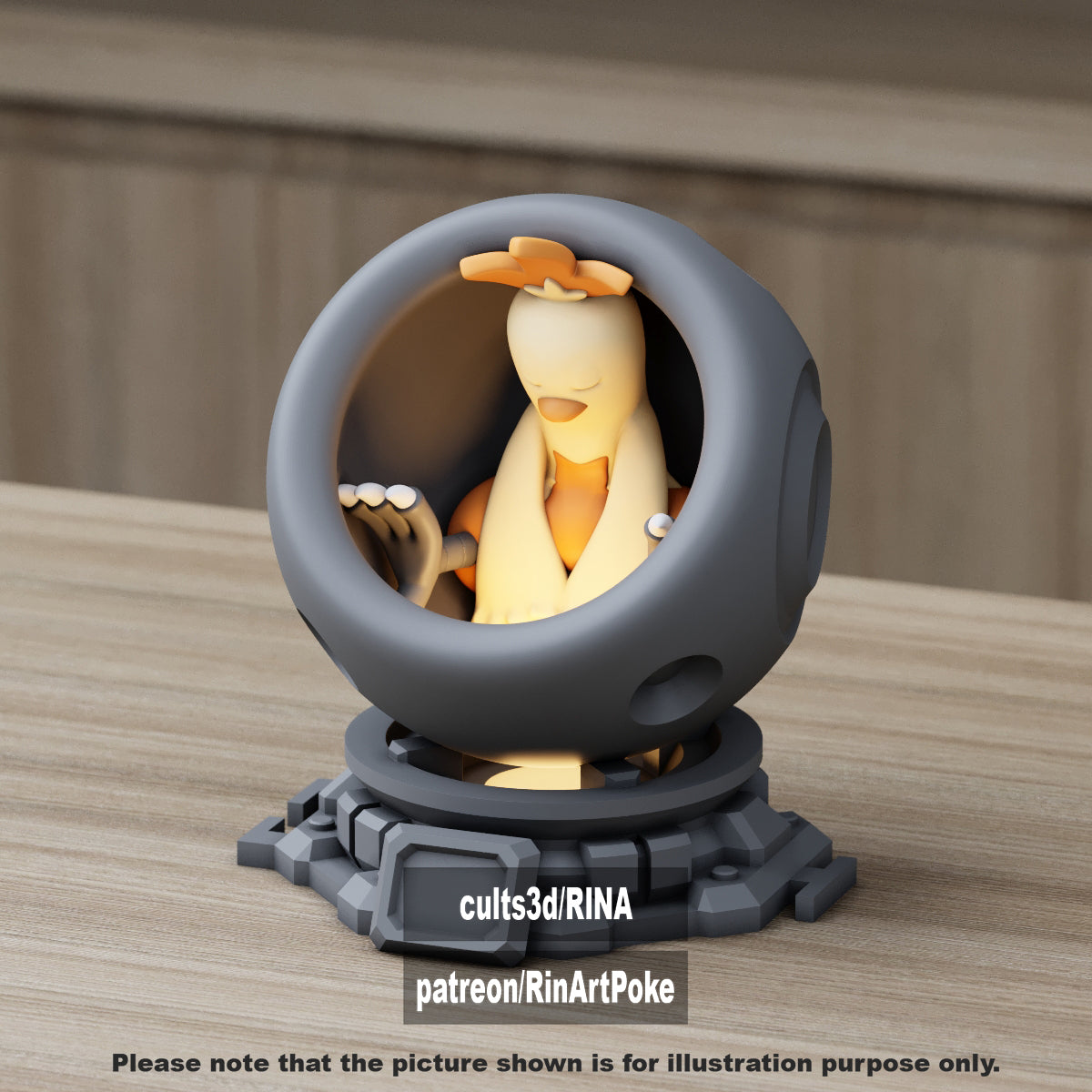 Small - Single Metallic Translucent Color Resting Mon in a Pod stand with Puck Light