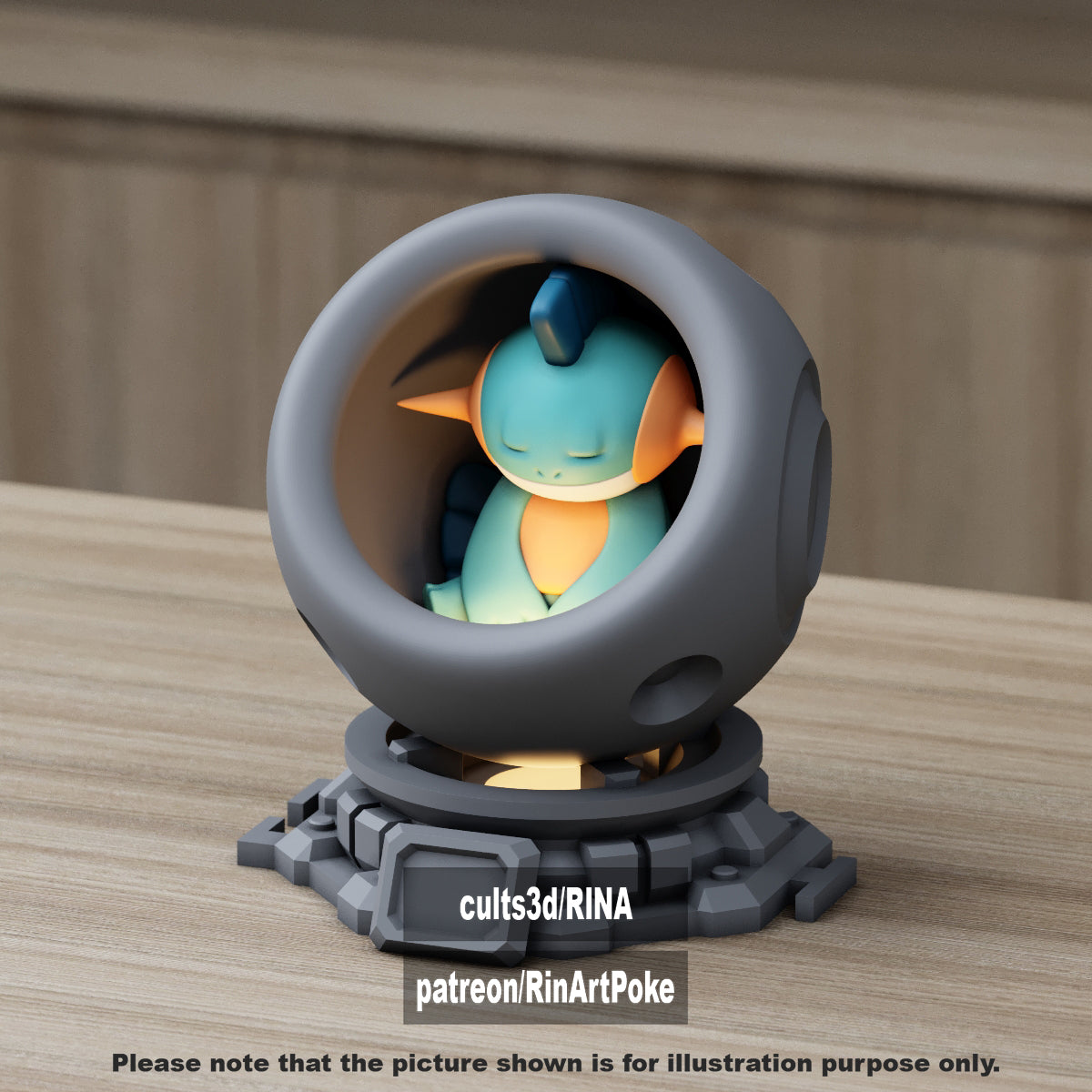 Small - Single Metallic Translucent Color Resting Mon in a Pod stand with Puck Light