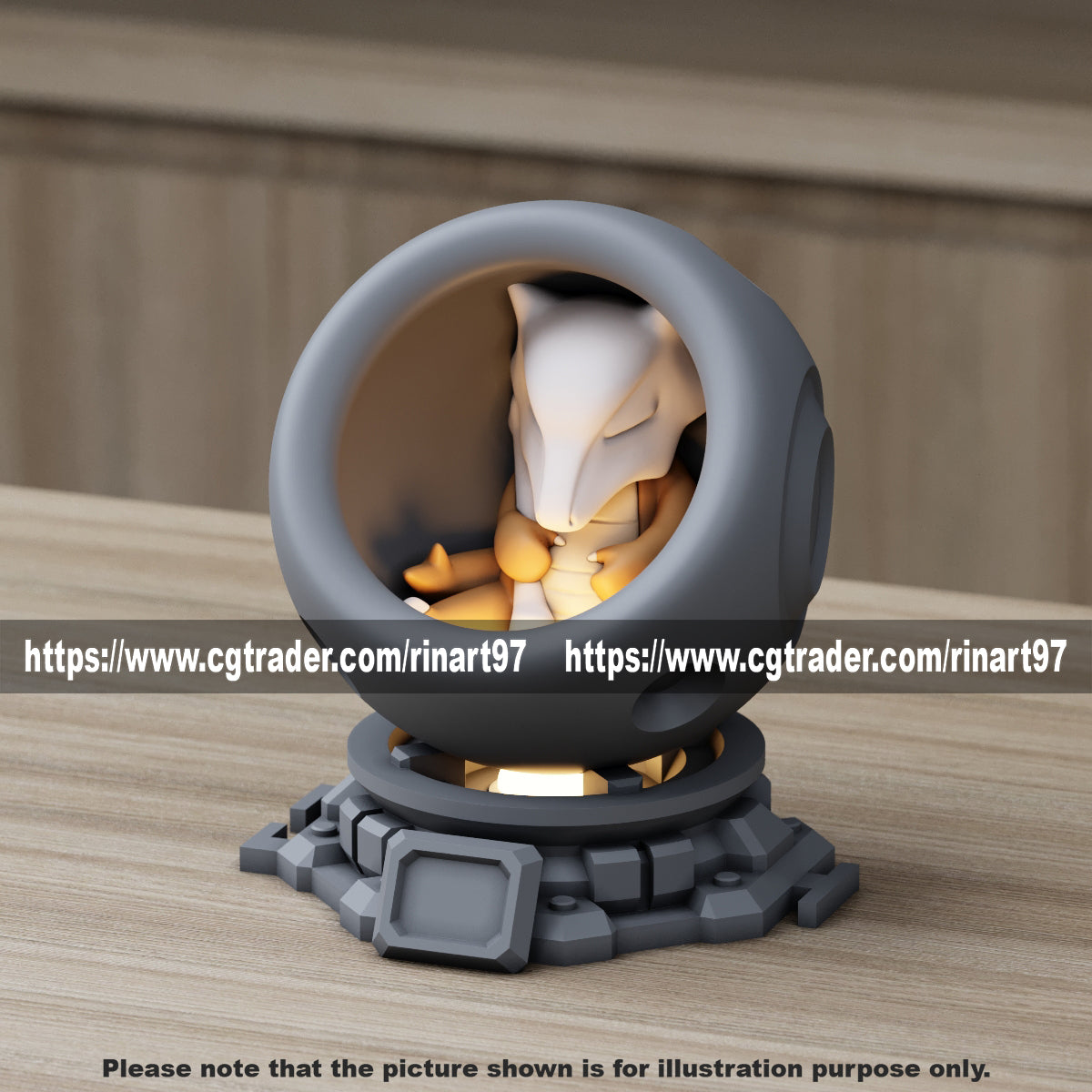 Medium - Single Metallic Translucent Color Resting Mon in a Pod stand with Puck Light