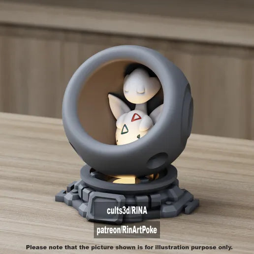 Small - Single Metallic Translucent Color Resting Mon in a Pod stand with Puck Light
