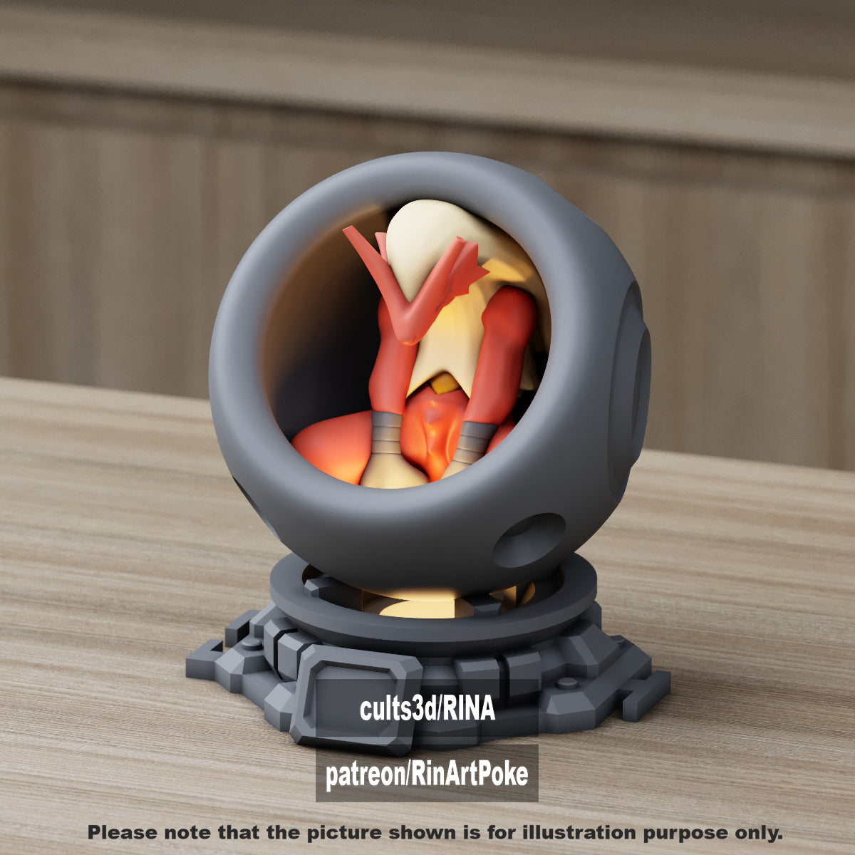 Small - Single Metallic Translucent Color Resting Mon in a Pod stand with Puck Light