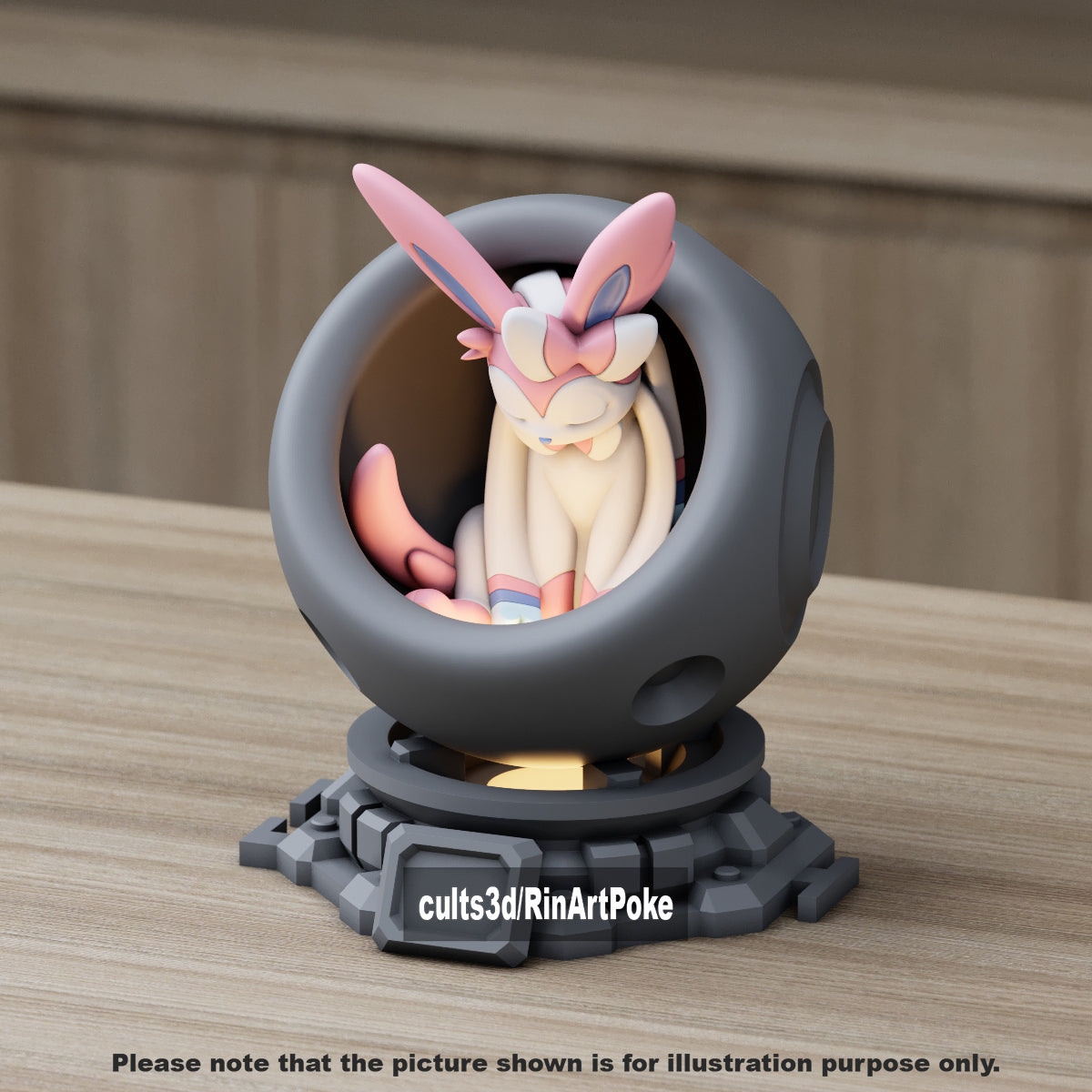 Medium - Single Metallic Translucent Color Resting Mon in a Pod stand with Puck Light