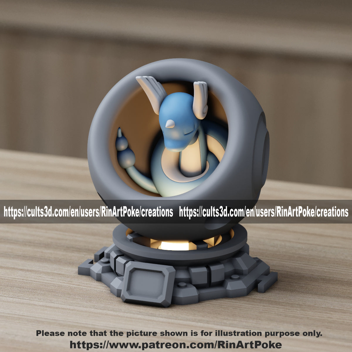 Medium - Single Metallic Translucent Color Resting Mon in a Pod stand with Puck Light