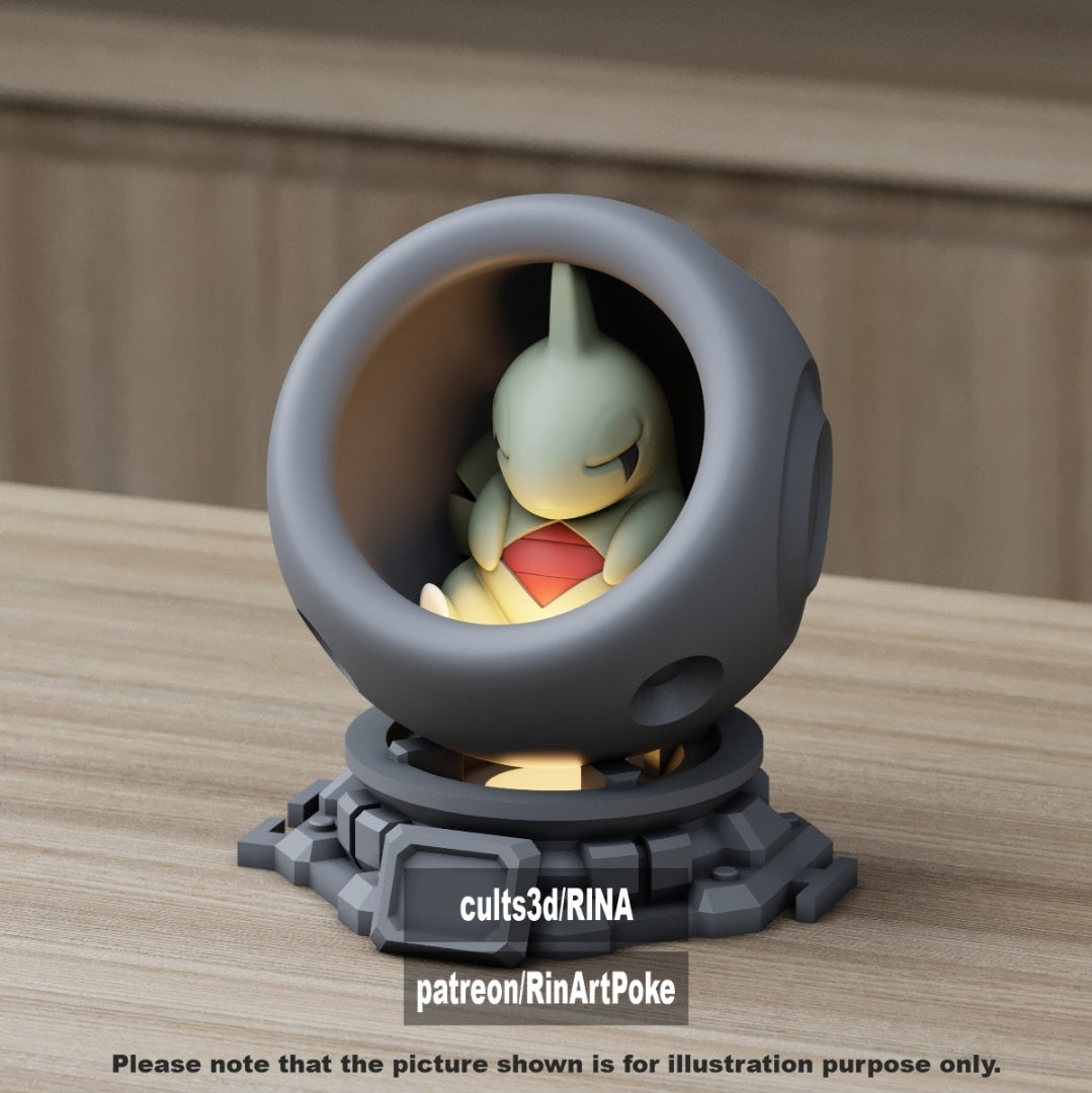 Medium - Single Metallic Translucent Color Resting Mon in a Pod stand with Puck Light