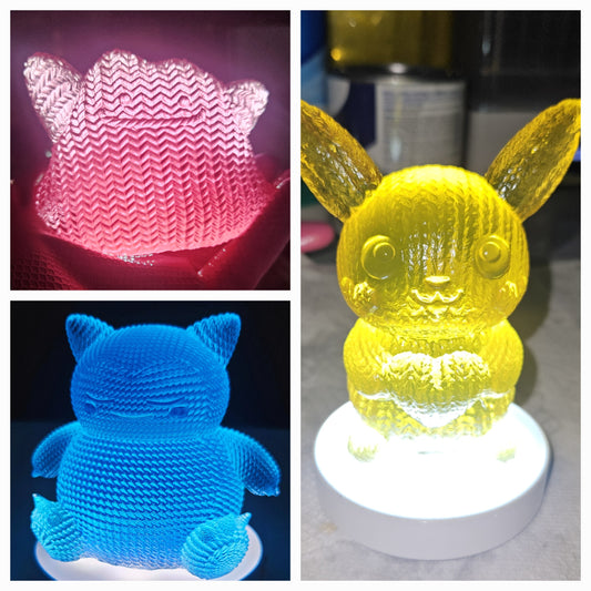 Knitted resin printed Figures Small, Medium or Large with Rechargeable Puck!